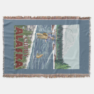 Fly Fisherman - Curry, Alaska Throw Blanket