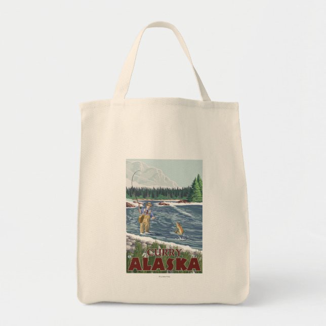 Fly Fisherman - Curry, Alaska Tote Bag (Front)
