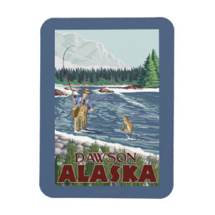 Fly Fisherman - Dawson, Alaska Magnet