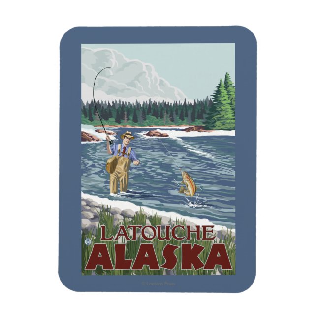 Fly Fisherman - Latouche, Alaska Magnet (Vertical)