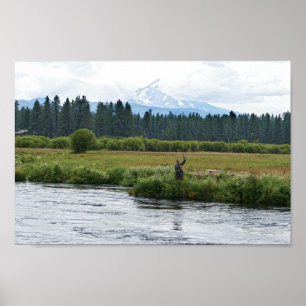 Fly Fisherman on the Metolius River, Oregon Poster