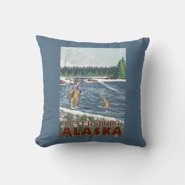 Fly Fisherman - Petersburg, Alaska Cushion (Front)
