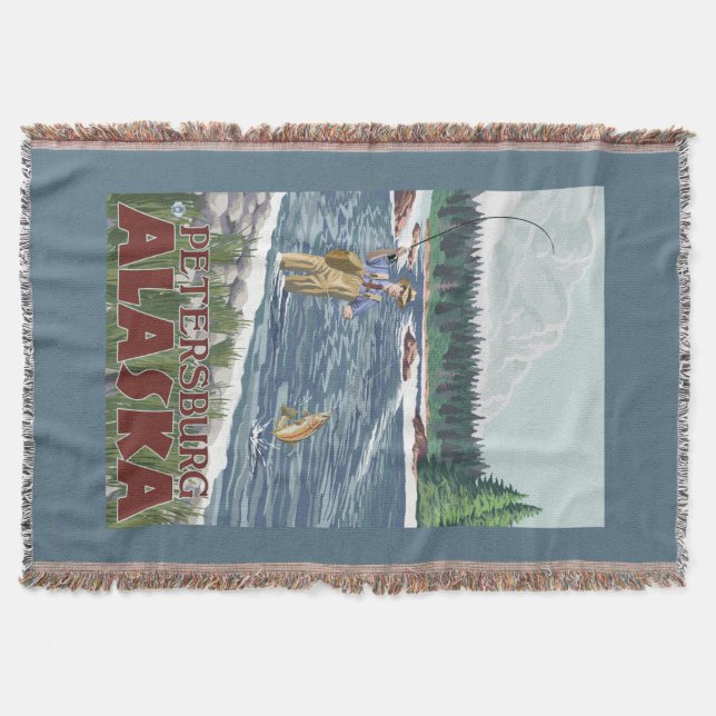 Fly Fisherman - Petersburg, Alaska Throw Blanket (Front)