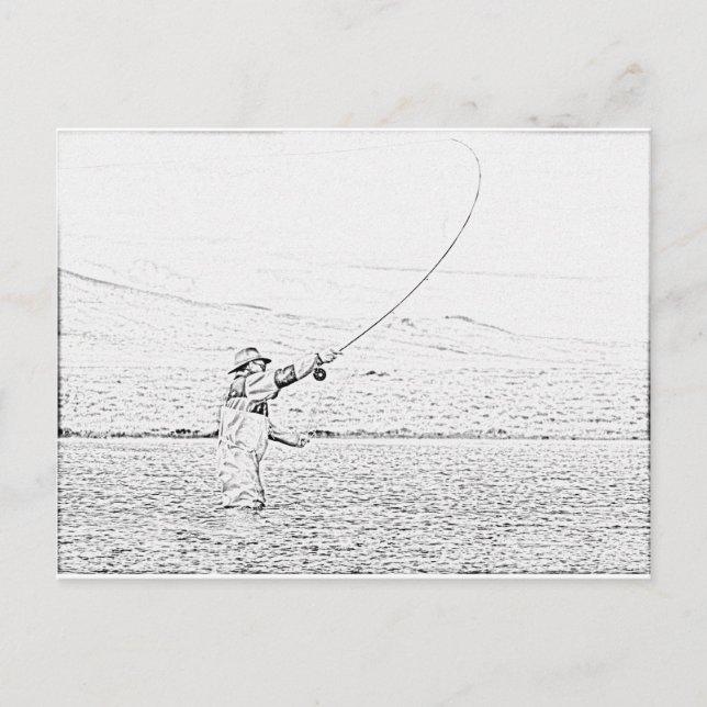 fly fisherman postcard (Front)