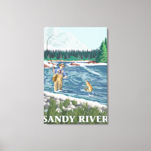 Fly Fisherman - Sandy River, Oregon Canvas Print