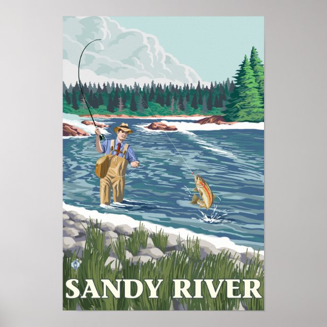 Fly Fisherman - Sandy River, Oregon Poster (Front)