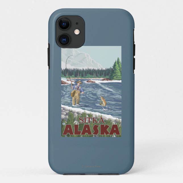 Fly Fisherman - Sitka, Alaska Case-Mate iPhone Case (Back)