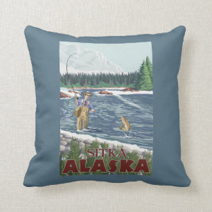 Fly Fisherman - Sitka, Alaska Cushion