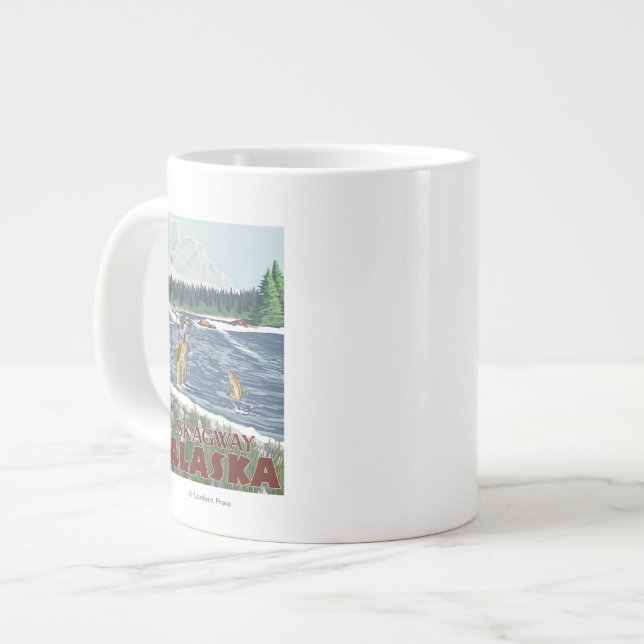 Fly Fisherman - Skagway, Alaska Large Coffee Mug (Front Left)