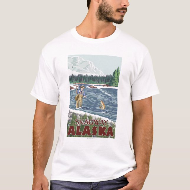 Fly Fisherman - Skagway, Alaska T-Shirt (Front)