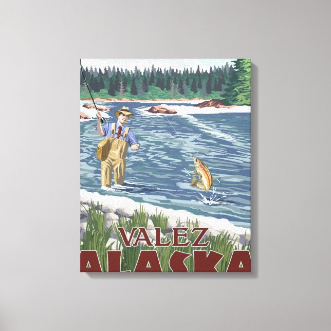 Fly Fisherman - Valdez, Alaska Canvas Print (Front)