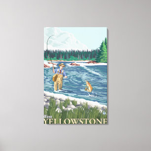 Fly Fisherman - West Yellowstone, Montana Canvas Print