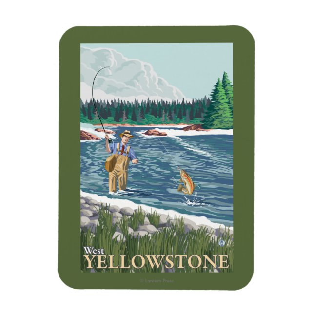 Fly Fisherman - West Yellowstone, Montana Magnet (Vertical)