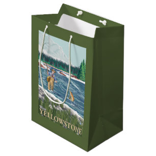 Fly Fisherman - West Yellowstone, Montana Medium Gift Bag