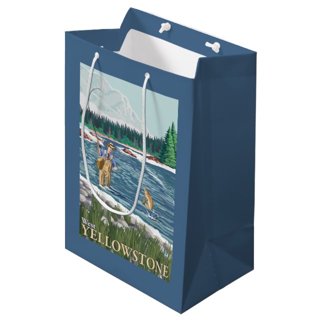 Fly Fisherman - West Yellowstone, Montana Medium Gift Bag (Front Angled)