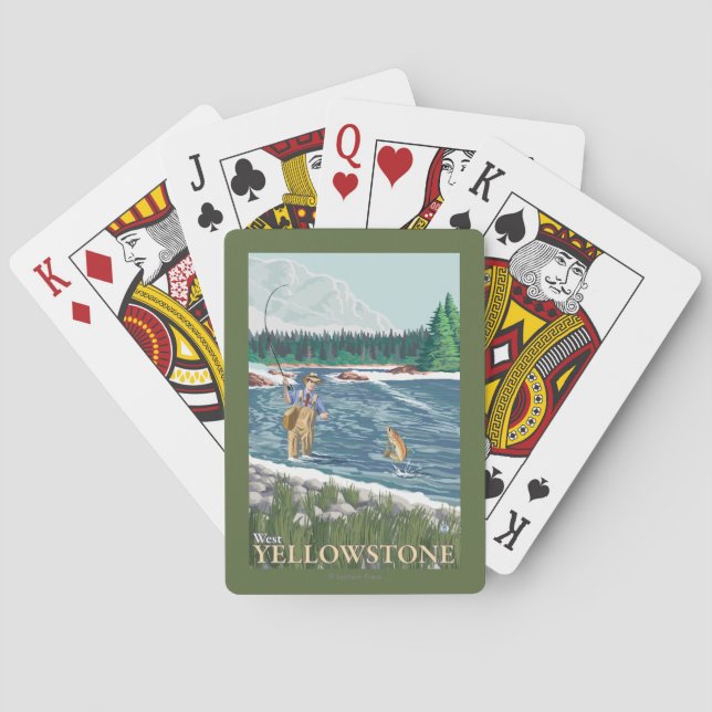 Fly Fisherman - West Yellowstone, Montana Playing Cards (Back)