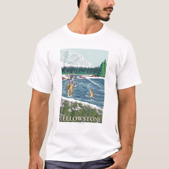 Fly Fisherman - West Yellowstone, Montana T-Shirt (Front)