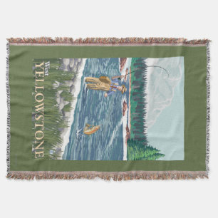 Fly Fisherman - West Yellowstone, Montana Throw Blanket