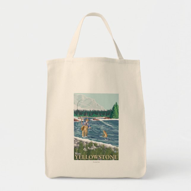 Fly Fisherman - West Yellowstone, Montana Tote Bag (Front)