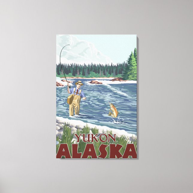 Fly Fisherman - Yukon, Alaska Canvas Print (Front)