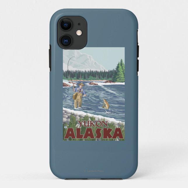 Fly Fisherman - Yukon, Alaska Case-Mate iPhone Case (Back)