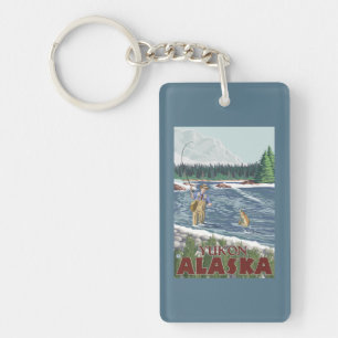Fly Fisherman - Yukon, Alaska Key Ring