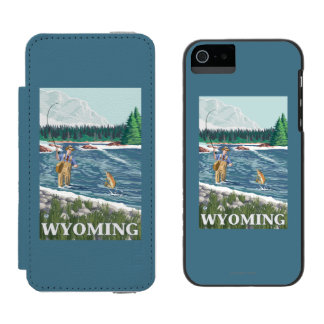 Fly FishermanWyomingVintage Travel Poster Incipio Watson™ iPhone 5 Wallet Case