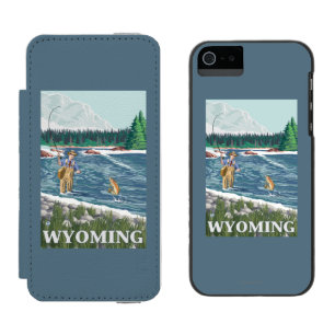 Fly FishermanWyomingVintage Travel Poster Incipio Watson™ iPhone 5 Wallet Case