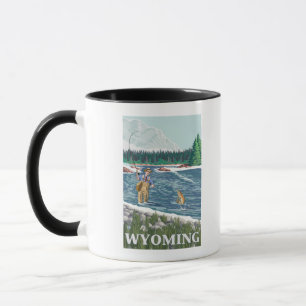 Fly FishermanWyomingVintage Travel Poster Mug