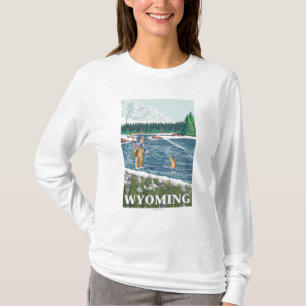 Fly FishermanWyomingVintage Travel Poster T-Shirt