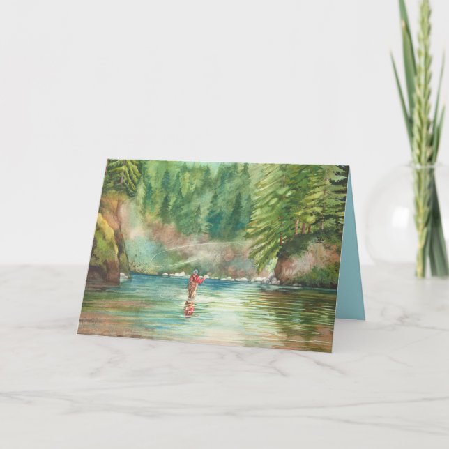 Fly Fishing 80th Birthday Day Card (Front)