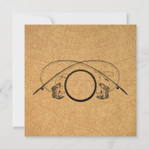 Fly Fishing Antique FIshing Rods Art Illustration Card