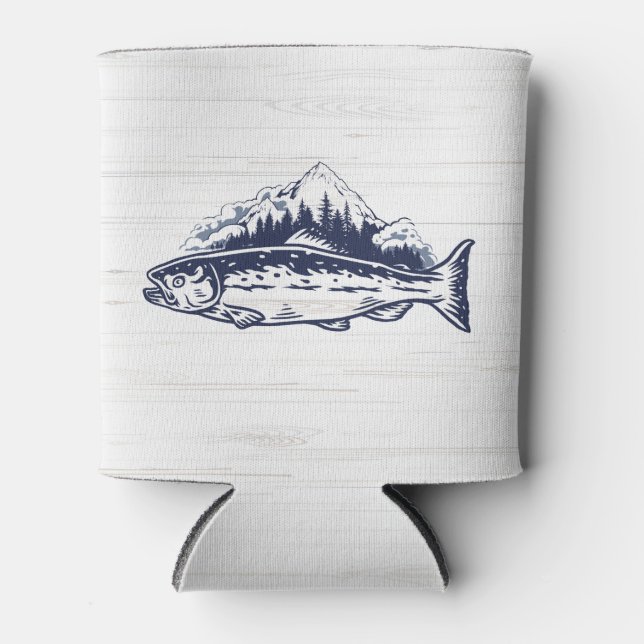 Fly Fishing Art Trout Vintage Designs Can Cooler (Front)