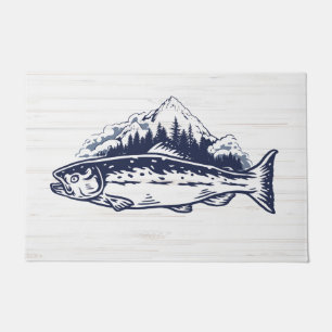 Fly Fishing Art Trout Vintage Designs Doormat