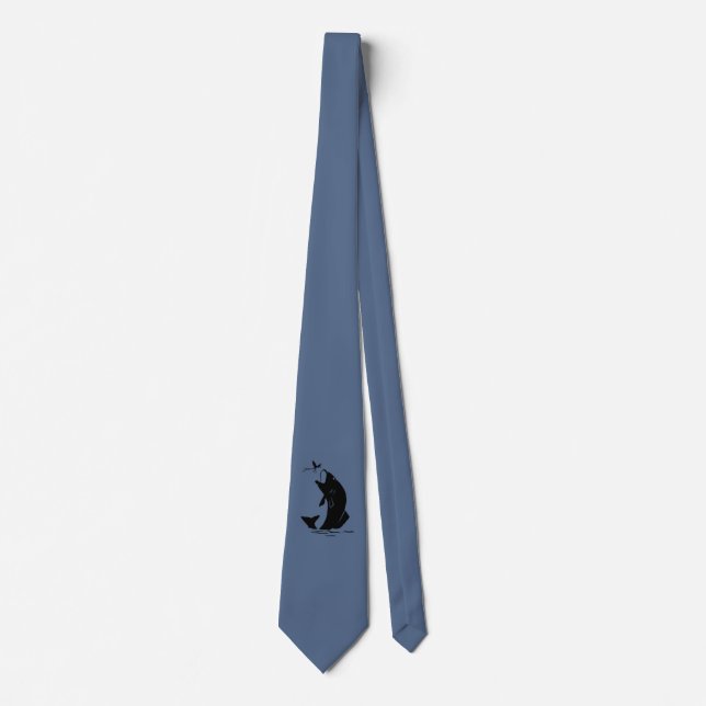 "Fly Fishing" Beautiful Blue Fisherman's Tie (Front)