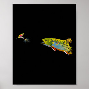 Fly Fishing Brook Trout Graphic For Fisherman Poster
