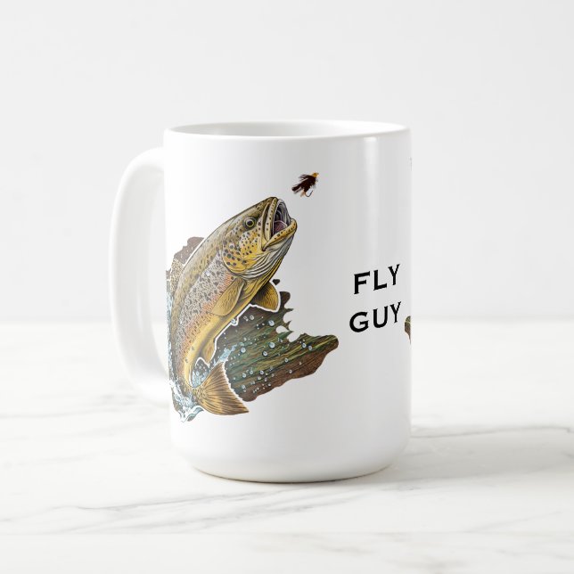 Fly Fishing Brown Trout Coffee Mug (Front Left)