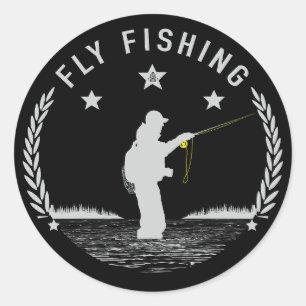 Fly Fishing Brown Trout Fly Fisherman  Classic Round Sticker