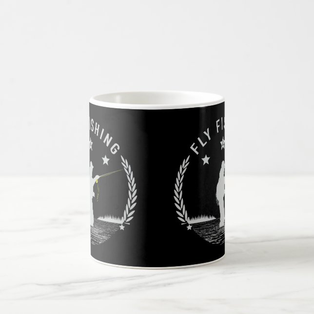Fly Fishing Brown Trout Fly Fisherman Graphic Coffee Mug (Center)