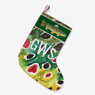 Fly Fishing Brown Trout His or Her Personalised Small Christmas Stocking