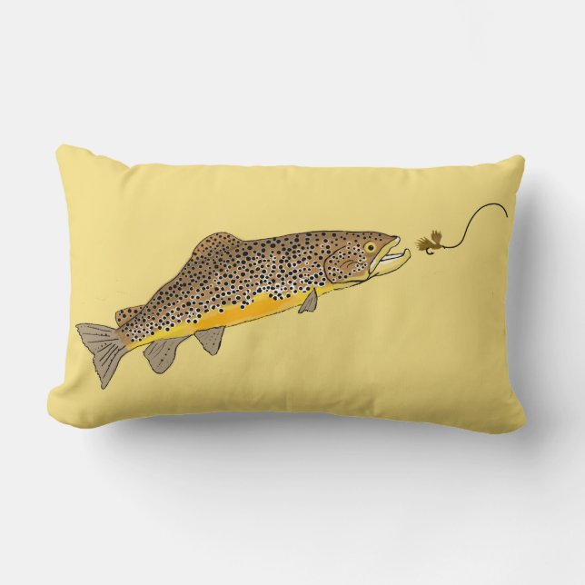 Fly Fishing Brown Trout Lumbar Cushion (Front)