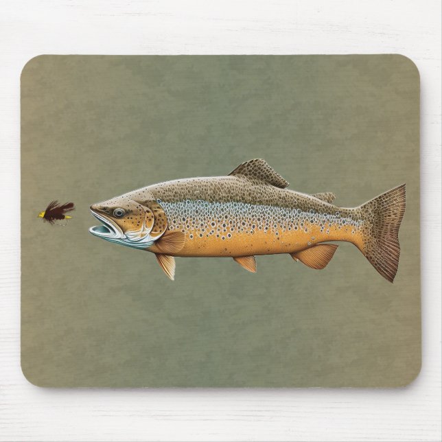 Fly Fishing Brown Trout Mouse Mat (Front)