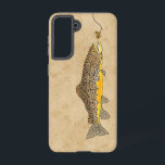 Fly Fishing Brown Trout Samsung Galaxy Case<br><div class="desc">Fly fishing brown trout after dry fly fishing lure.  Hand drawn by artist ©Tina Hesskew of Fishing Hunting Life.</div>