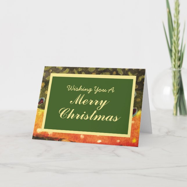 Fly Fishing Brown Trout Skin Christmas Holiday Card (Front)