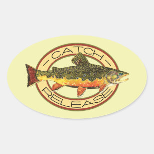 Fly Fishing Catch Release Party Oval Sticker
