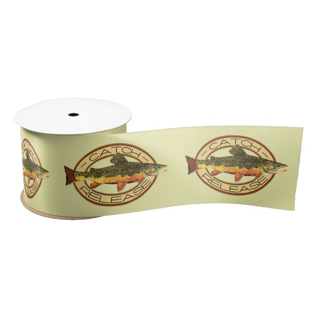 Fly Fishing Catch Release Party Satin Ribbon (Spool)