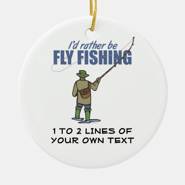 Fly Fishing Ceramic Tree Decoration (Front)
