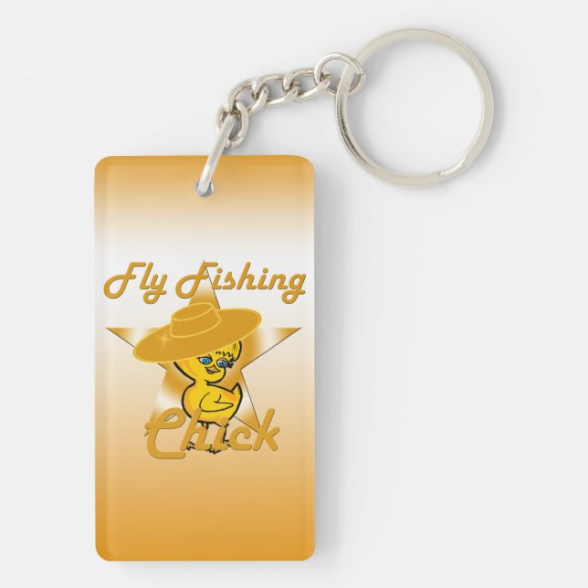 Fly Fishing Chick #10 Key Ring (Back)