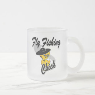 Fly Fishing Chick #4 Frosted Glass Coffee Mug
