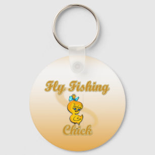 Fly Fishing Chick Key Ring